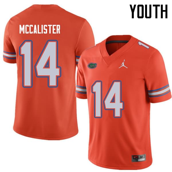 Youth NCAA Florida Gators Alex McCalister #14 Stitched Authentic Jordan Brand Orange College Football Jersey KKR6065OU